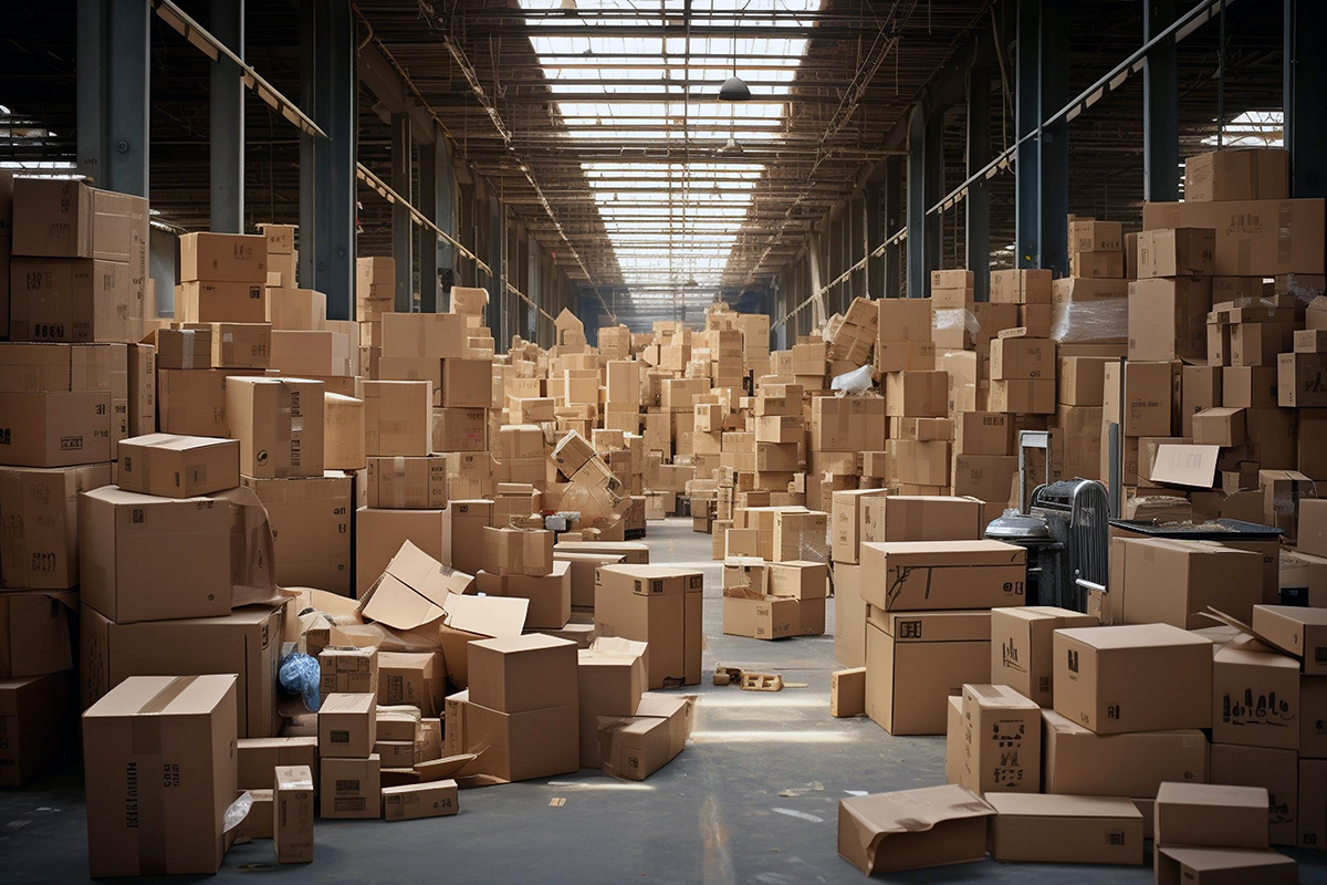 A warehouse full of boxes.